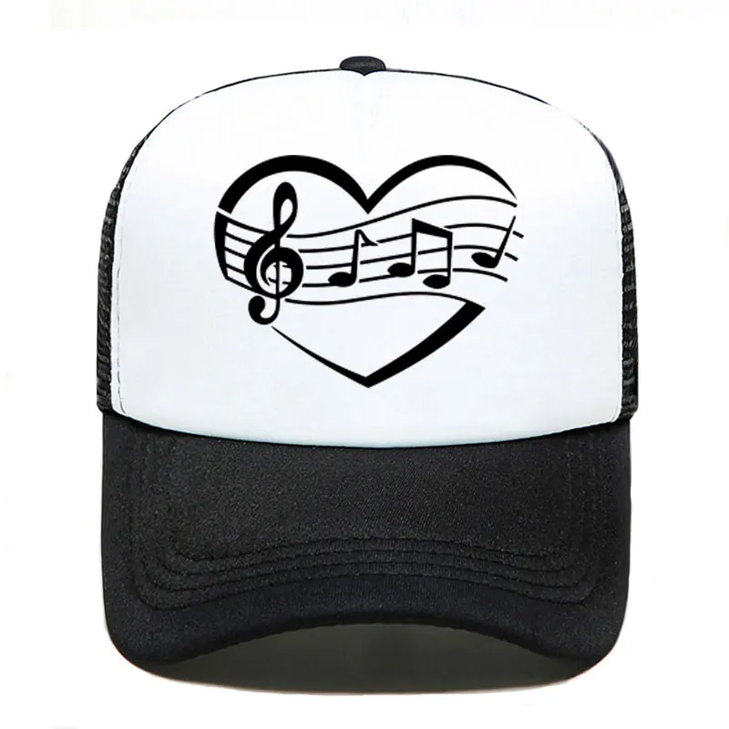 Music Heart Funny Printed Women Men Baseball Cap Summer Outdoor Sun Hat Adjustable Sports caps in Mesh Hat Trucker hat