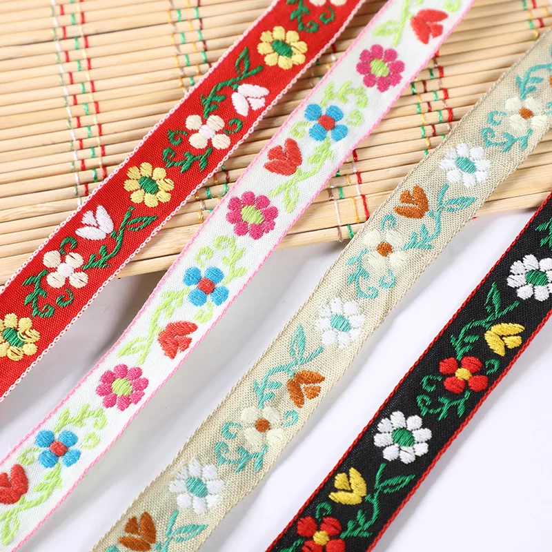 10ヤード刺繍エスニック花ジャカードウェビング織テープレーストリムリボン1.8トライバル自由奔放に生きるdiyガーメントバッグギフトヴィンテージ