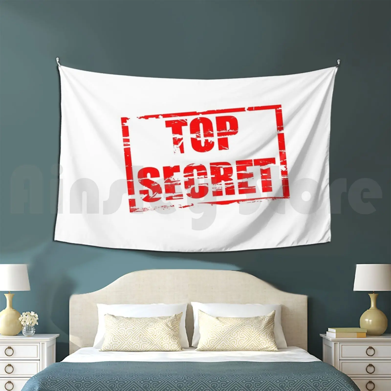 Top Secret Tapestry Living Room Bedroom Top Secret Red Rubber Stamp Mystery Deep Mystery Something