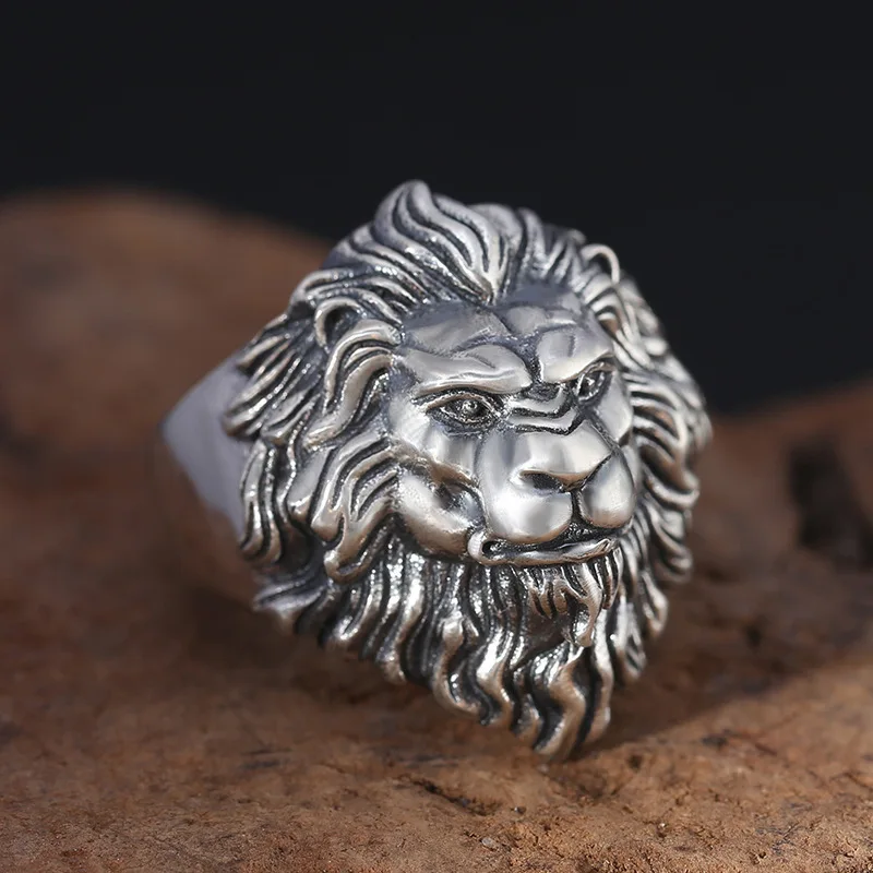 Anello prepotente leone retrò anello in lega da uomo re prateria anello esagerato gioielli regalo apertura regolabile