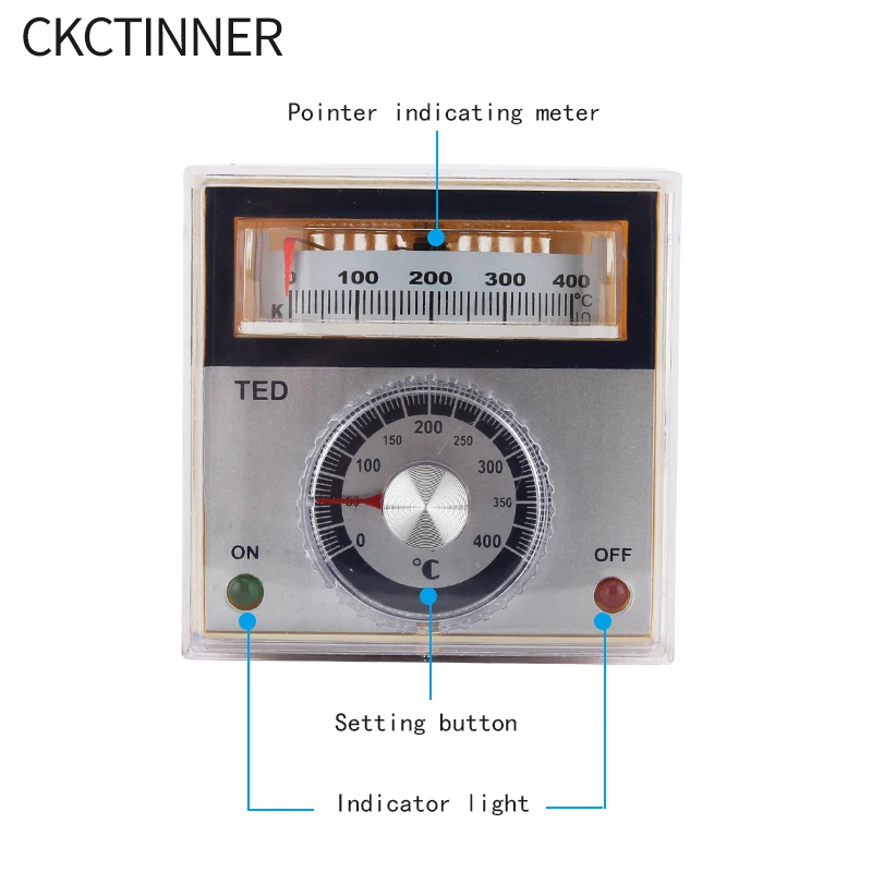 Pointer Temperature Controller K Type E Type Digital Thermostat TED-2001/TEL72-9001X 400 Celsius 220VAC 72*72mm