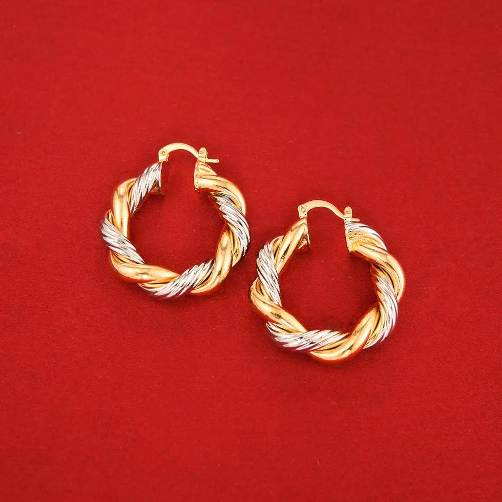 Ethiopian Jewelry  Two Tone Twisted Hoop Earring Jewelry Exquisite Women Earrings