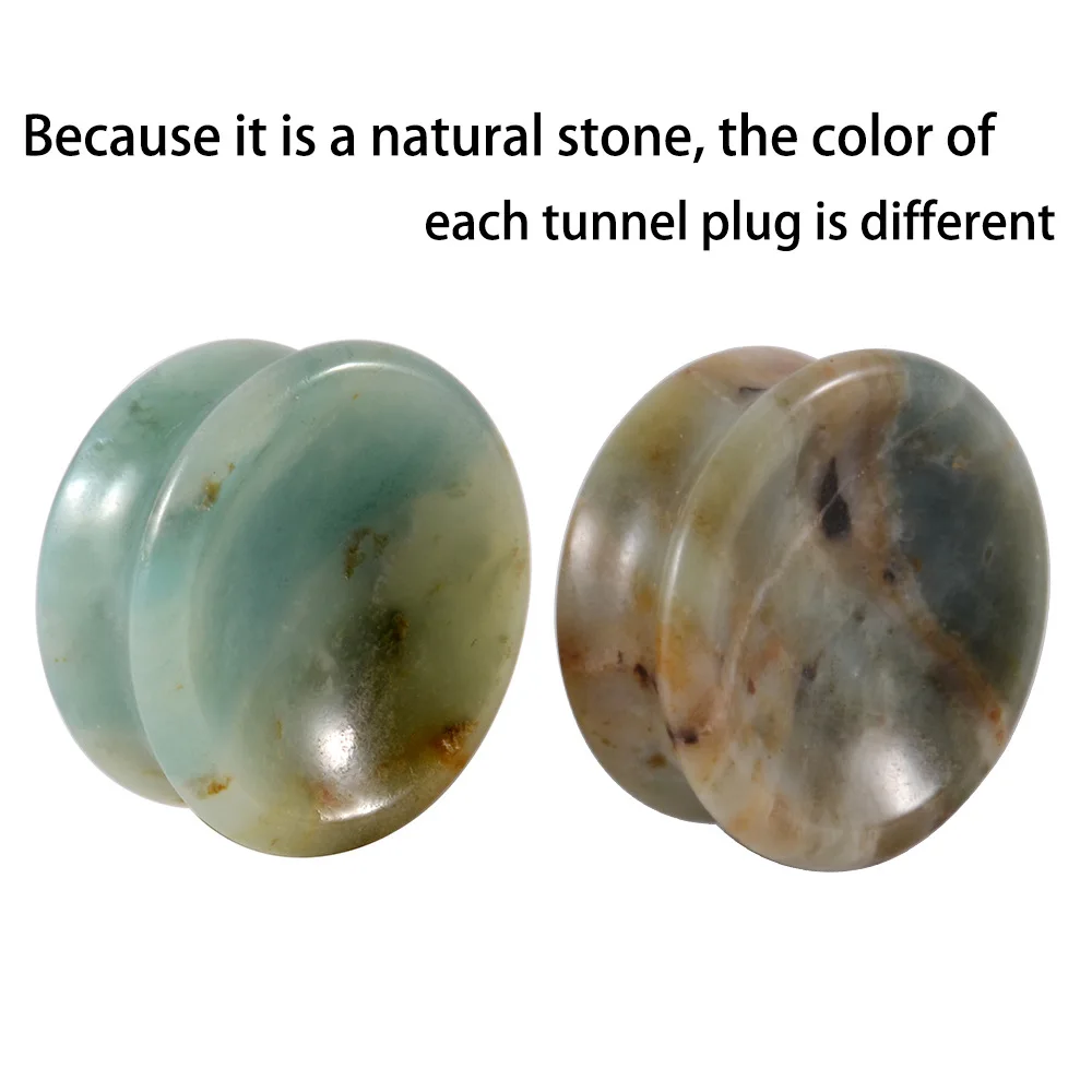 2pcs Stone Ear Gauges Concave Plug Tunnel Ear Weight Ear Expanders Ear Stretcher Women Men Body Piercing Jewelry 6mm-25mm