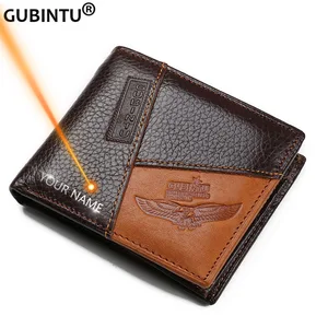 Кошельки GUBINTU мужские из натуральной кожи, бумажник на молнии с кармашком для мелочи, портмоне с орелом