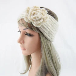 Flower Knit Headband Winter Warm Head Band Cross Knotted Earmuff Turban Hair Bands Women Hair Ribbon Elastic Hair Accessories