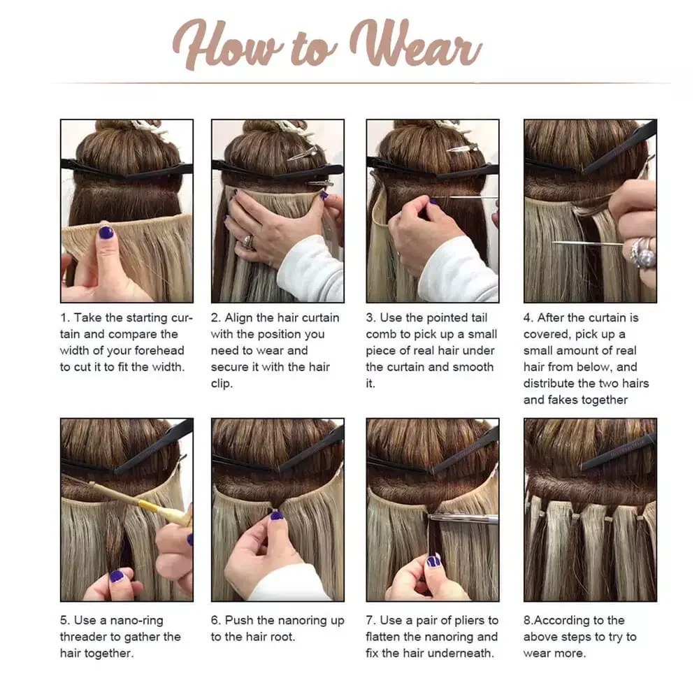 Ugeat-extensiones de cabello humano virgen para salón de belleza, pelo plano de seda, 100% cosido, 12 meses