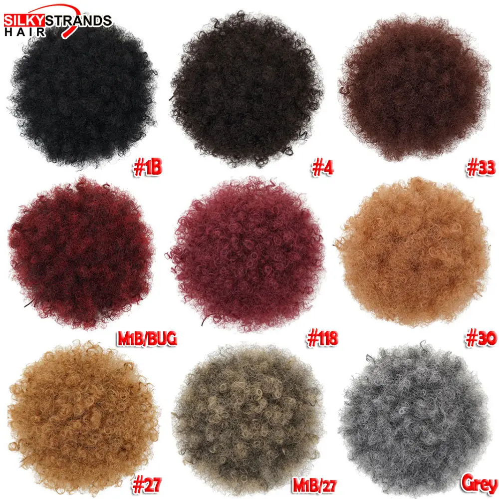 Drawstring Bun African American Huge Chignon Bun Hair Pieces Silky Afro Black Big Bigger Piano Color with Clip Short Kinky Curly