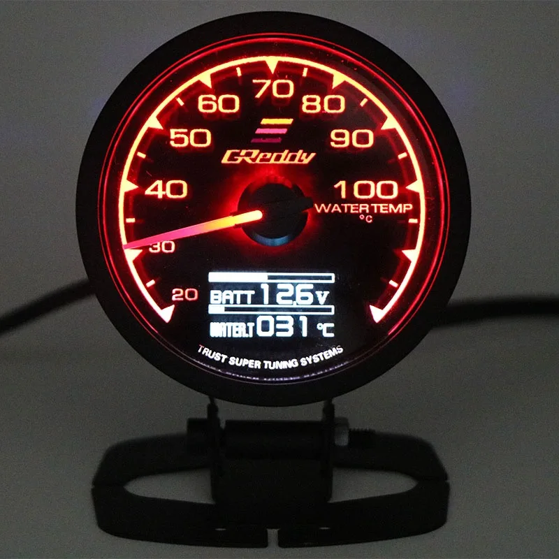 GReddi 7-Farben Turbo-Boost-Anzeige Auto Multi-LCD-Digitalanzeige Rennsport-Messgerät Wassertemperatur Öltemperatur-Anzeige 62mm 2,5 Zoll mit Sensor – Detail 7