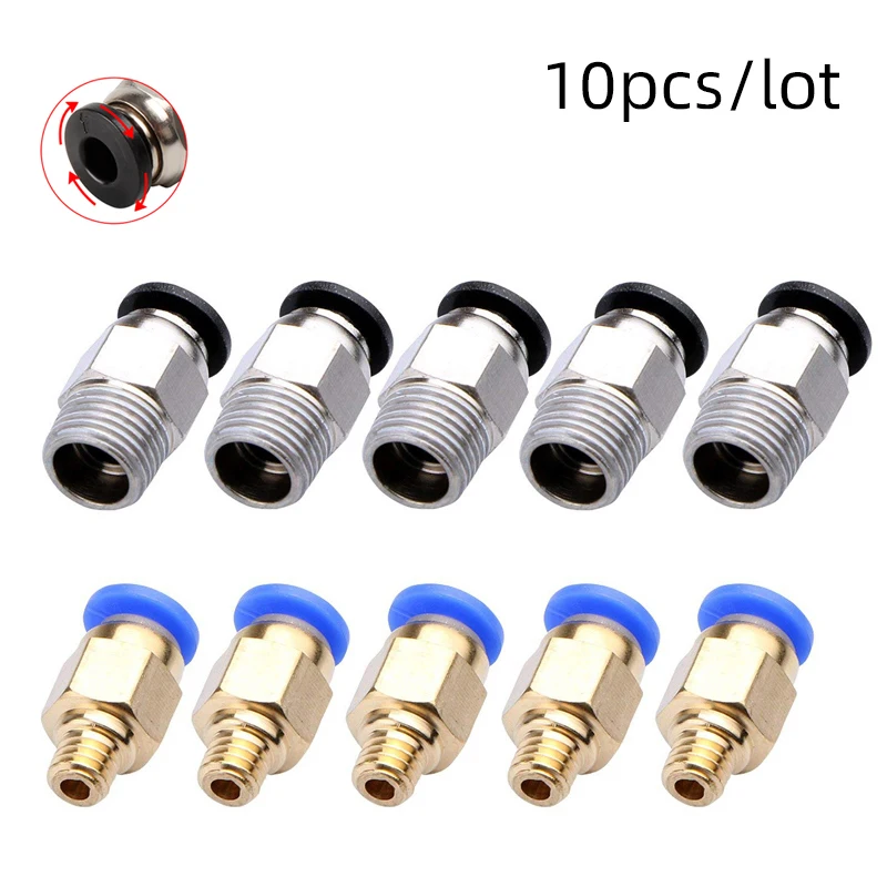 10 Stück/Set PC4-M6 PC4-01 Schnell-Pneumatikanschluss Bowden-Kupplung 3D-Drucker Extruder-Verbinder für 1,75mm 3mm PTFE-Schlauch Luftanschluss I – Detail 1