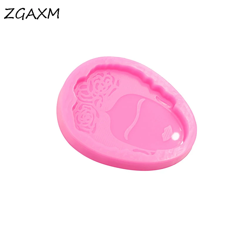 LM 715 Shiny Earring rose head silicone mold Food Grade Baking silicone Mould casting epoxy art supplies keychain clay Mould