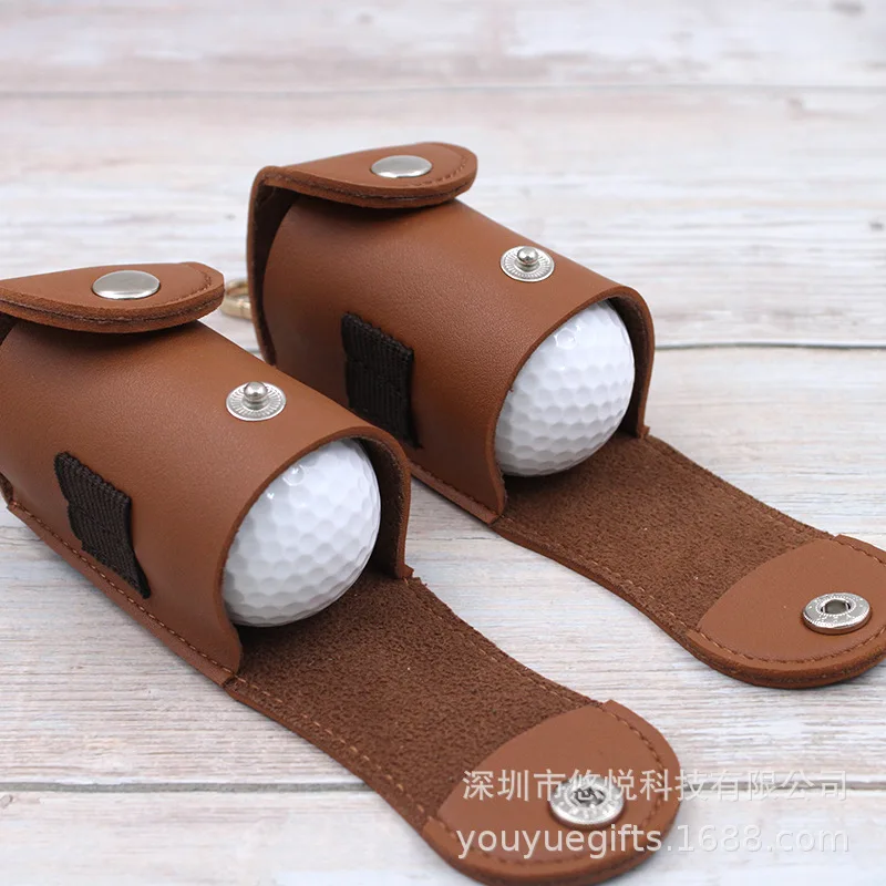 2pcs Portable Faux Leather Golf Ball Tees Holder Waist Pouch Storage Bag Container