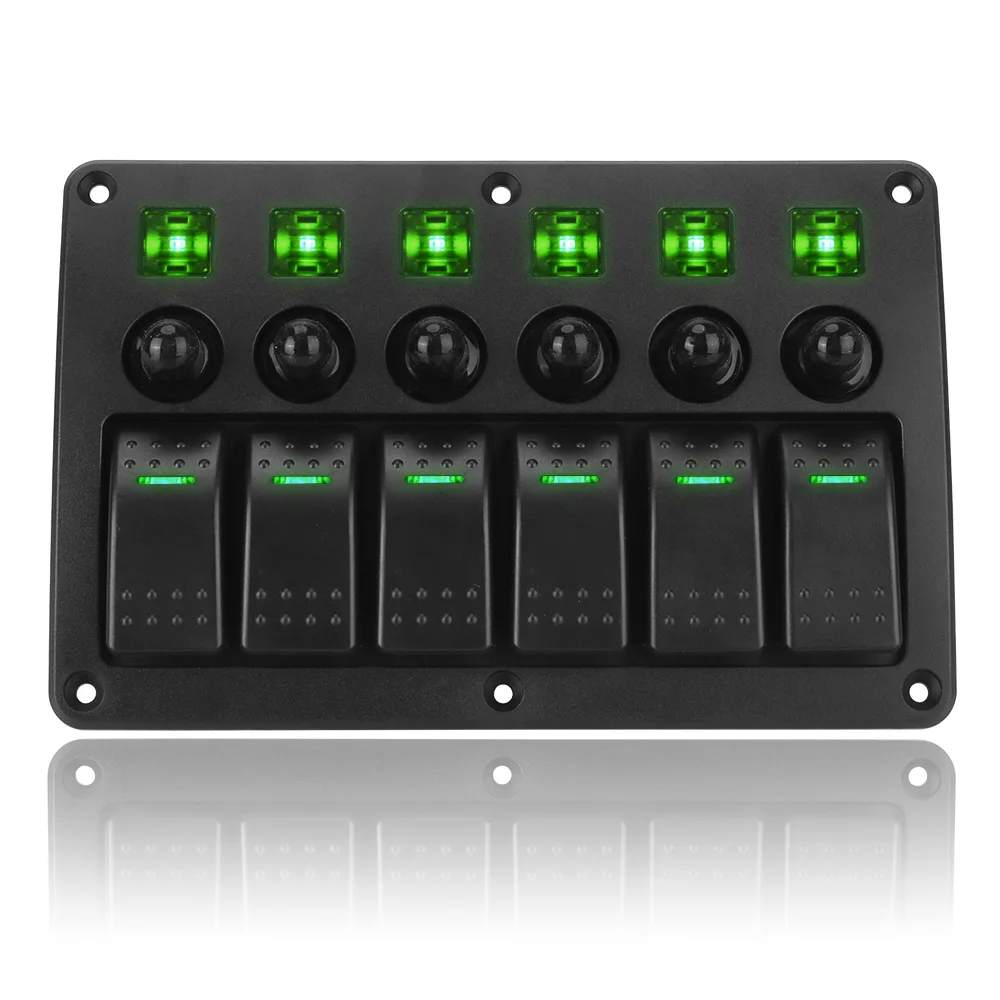 24 V 12 V 6 Gang Licht Kippschalter Panel Tasten Circuit Control Mit Sicherung LED Anzeige Auto Zubehör für Boot Lkw Anhänger – Detail 16