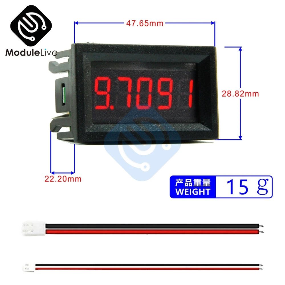 0.56 inch 4 Wire 5 Digit High-precision DC Digital Display Ammeter 50mA Green Red Blue LED Display Ampeter Current Panel Meter