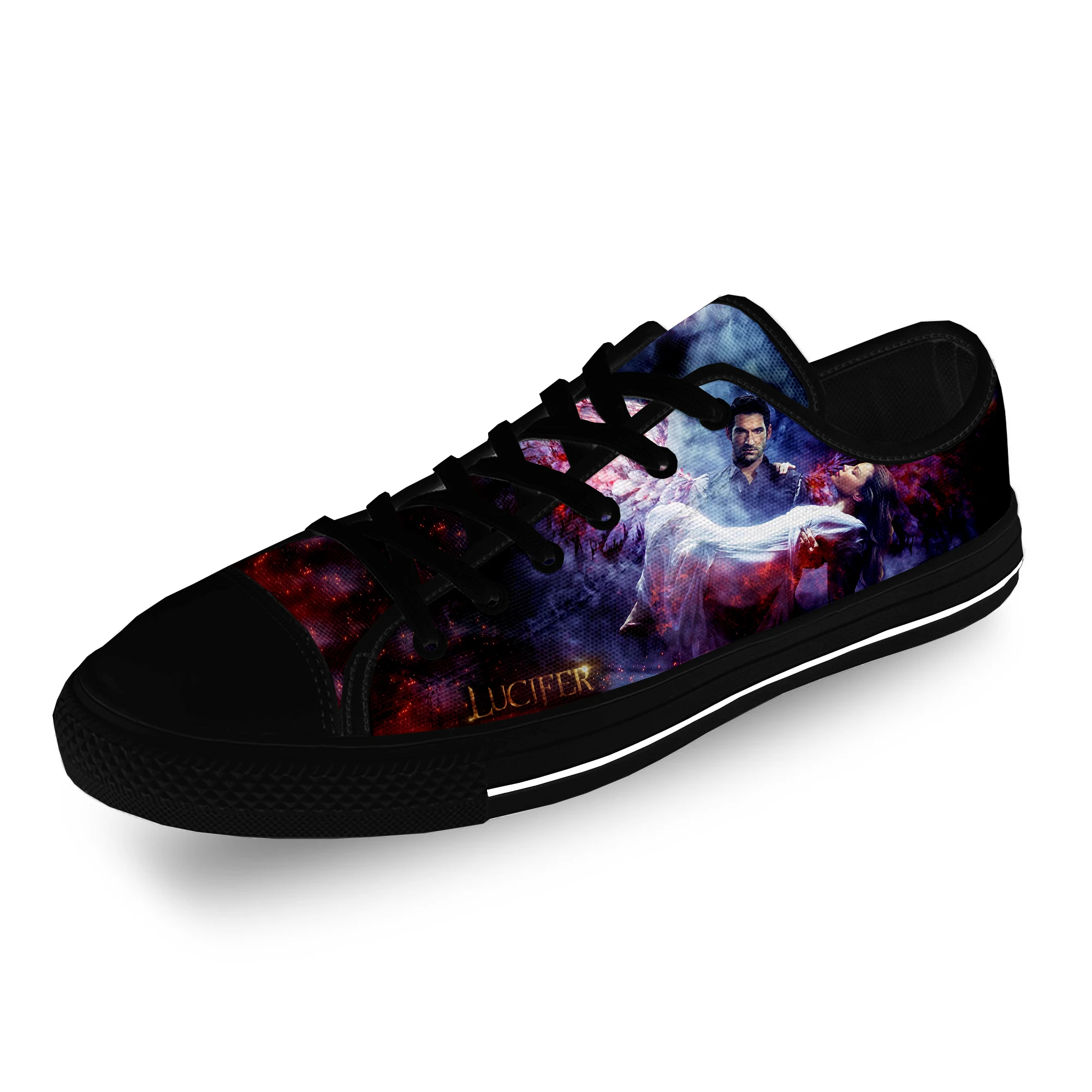 Devil Lucifer Morningstar TV Show Casual Cloth Fashion 3D Print Low Top Canvas Shoes Men Women Lightweight Breathable Sneakers