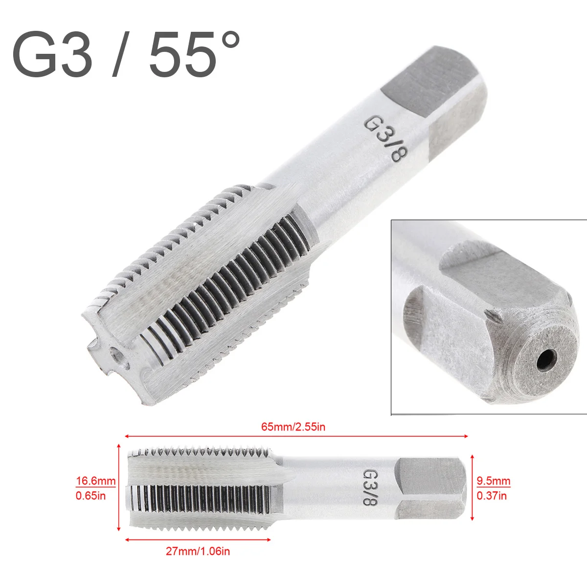 High Speed Steel Thread Tap G1 G1/2 G1/4 G3/4 G1/8 3/8 55 Degrees Attack Pipe Plate Hand Tapping Tool G Tap Repair Machine