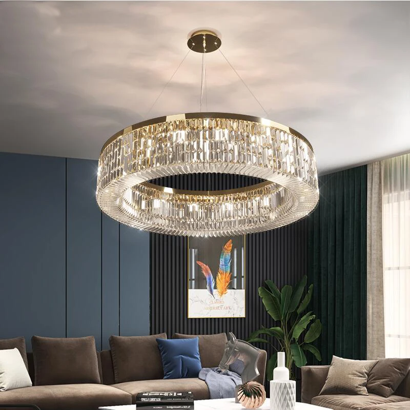 New LED Chandeliers Modern Crystal Illuminated Luxury Living Room Bedroom Stainless Steel Gold Decorative Lamp