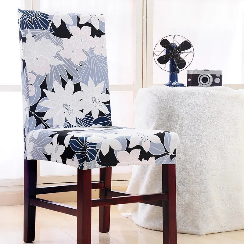 

Korean Flower Print Spandex Chair Cover 1pcs Wedding Restaurant Party Seat Cover Silpcover All Seasons Soft Dining Chair Covers