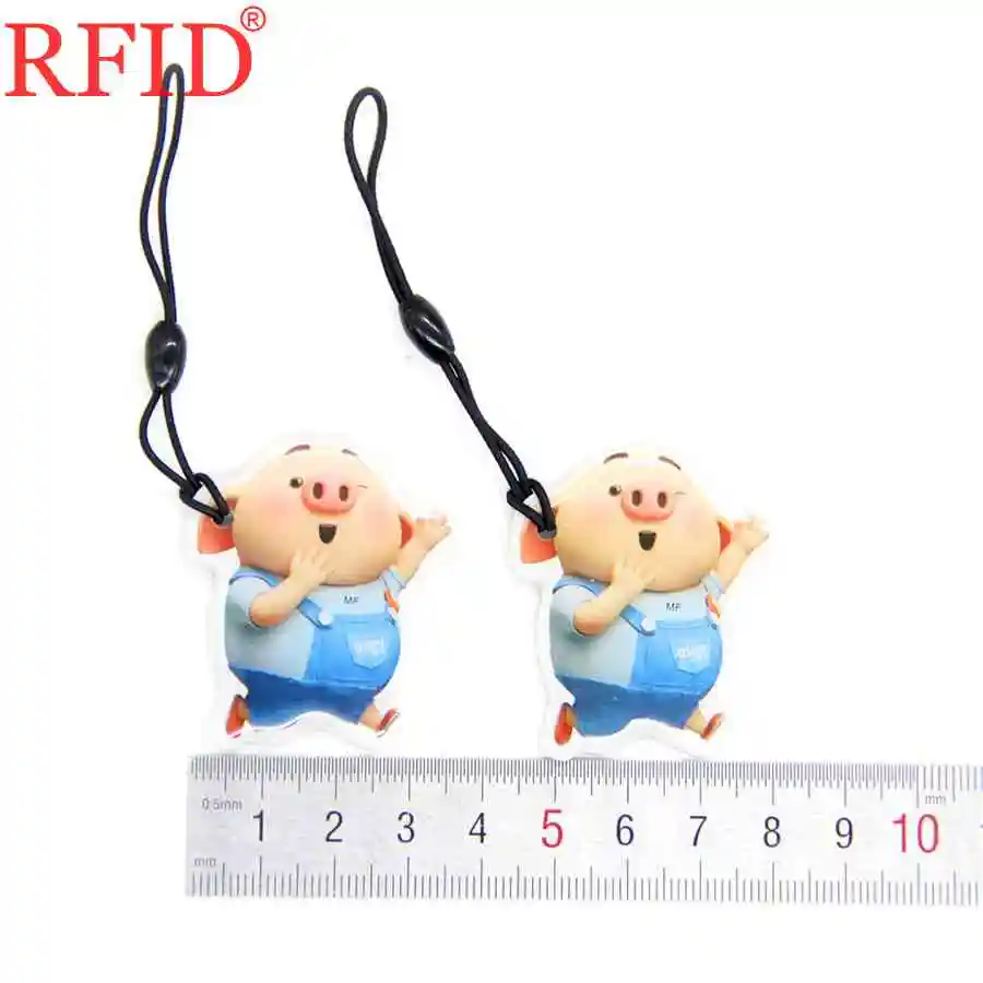 UID S50 1K 13.56Mhz Rewritable Writable NFC IC Card Changeable RFID Dropping Glue Waterproof Cartoon Pattern Key Fob Token Tag 1