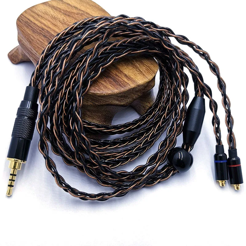 RY-C6 1.2m DIY Replacement Mmcx Cable 3.5/2.5/4.4mm Silver plated Upgraded 8 core wire cable For RY4S plus mmcx earphone cable