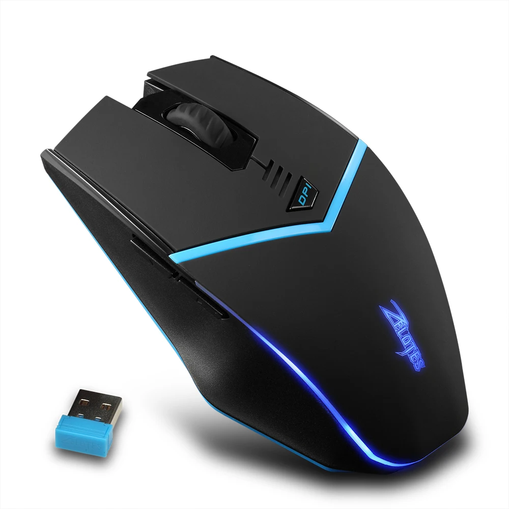 Mouse da gioco Wireless Computer ricevitore Wireless Mouse PC Mause Mouse ergonomico 2400DPI Mouse ottico USB a luce blu per Laptop