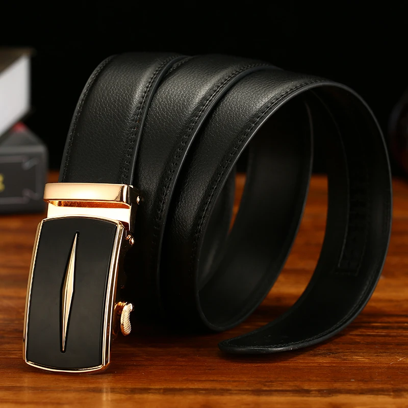 

Aoluolan Automatic Buckle Men's Ratchet Belt With Steel Genuine Leather Belts For Men Business High Quality Belt