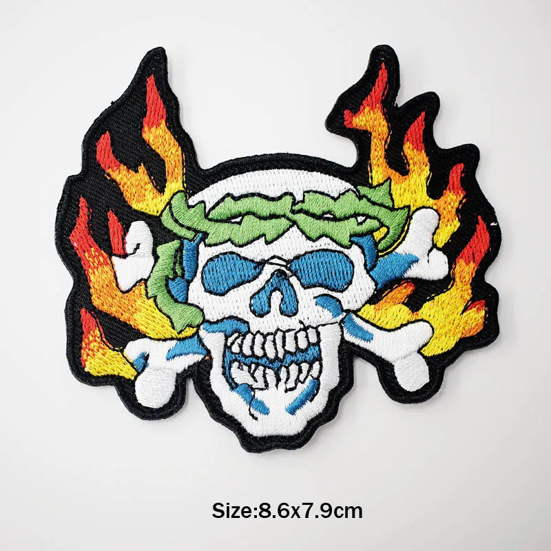 Skull Small Icon Embroidered Iron on Patches for DIY Stripes Clothes Patchwork Sticker Custom Applique