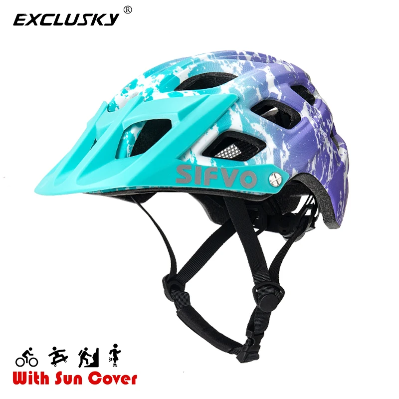 Exclusky Youth Kids Visor Helmet for Bike Skating Scooter Mountain Bicycle Safety Cap Size 54-57CM