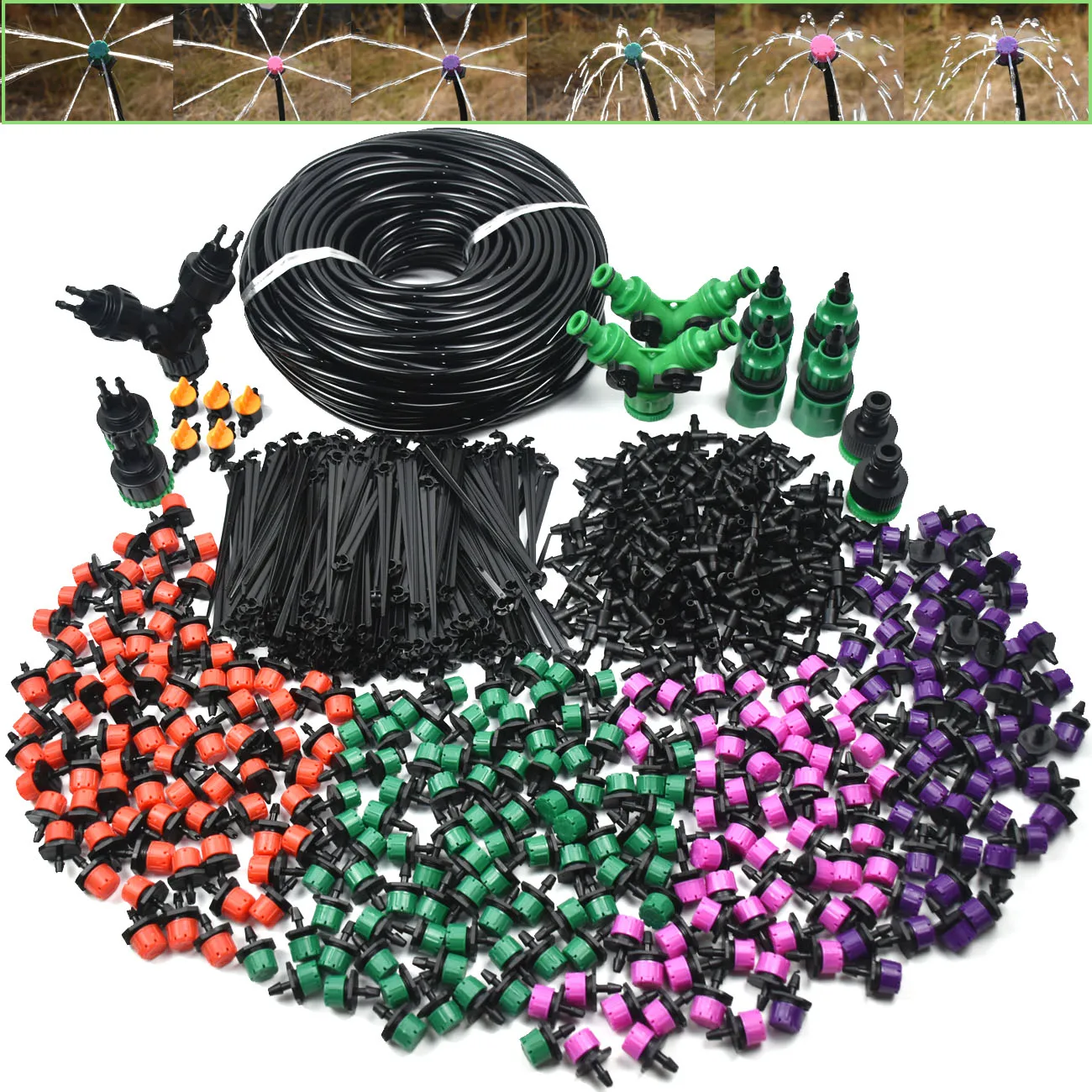 5-50m 4/7mm Micro Drip Irrigation System Adjustable Flow Dripper Atomizer DIY Watering Kit Garden 1/4'' Hose Spray Greenhouse