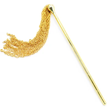 שרשרת עם ידית מתכת איכותית בציפוי נחושת וזהב ונוצה עם שני החלפות לביצועים בבמה