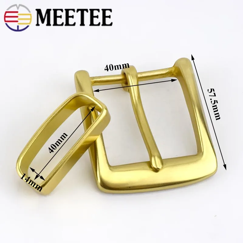 Meetee 40mm Solid Brass Belt Buckle Men Women Metal Pin Buckles Head For Belts 38-39mm DIY Leather Craft Jeans Accessories