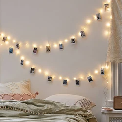 2M/5M/10M USB LED Light String Outdoor Garland per foto Wall Decor fata clip luci catena luci natalizie a batteria