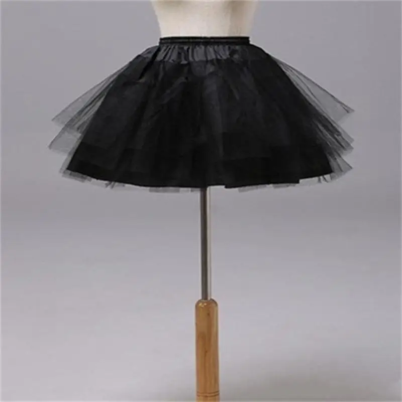 Short Crinoline Petticoats para Flower Girl Dress, No Hoop Underskirt, Black Underskirt para Crianças, 3 Camadas, Novo