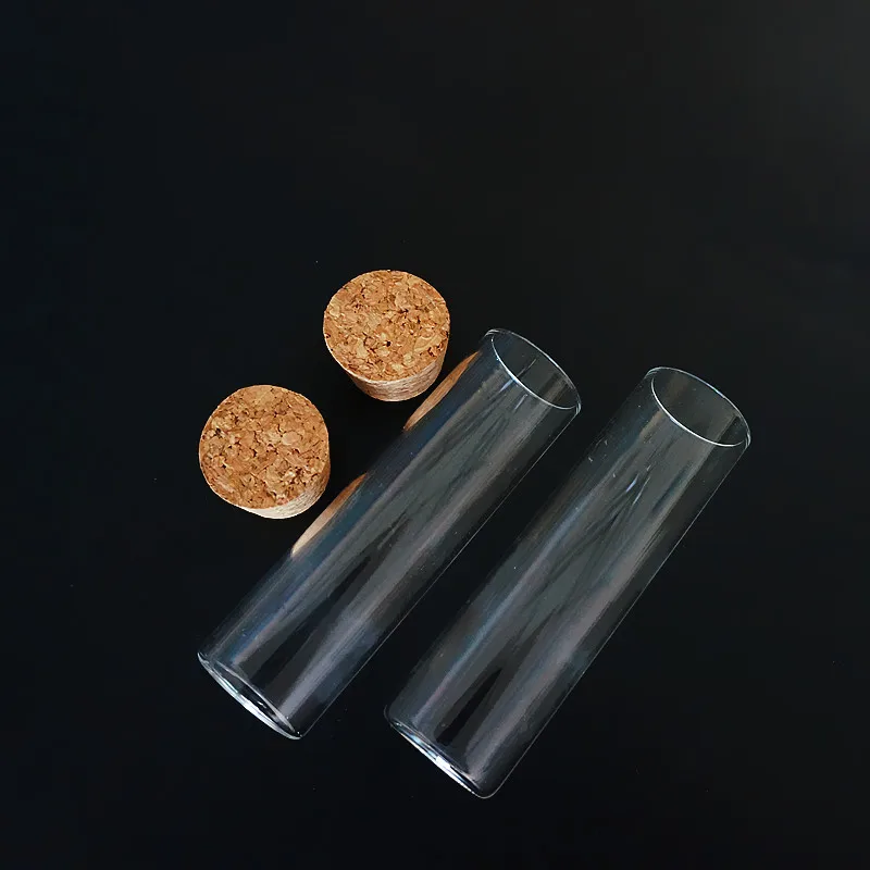 6pcs/lot 30x100mm Glass Test Tube With Cork Flat Bottom Transparent Lab Empty Scented Tea Drink Candy Storage Tubes