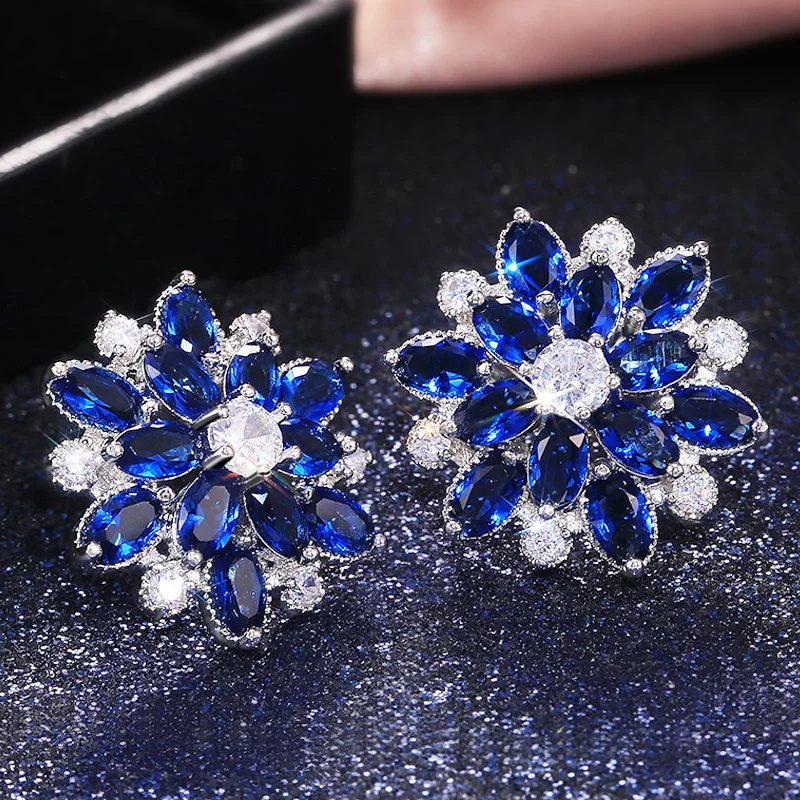 Huitan Gorgeous Double Layer Flower Women Stud Earring 7 Colors Available Wedding Dancing Party Gift Female Classic Earring