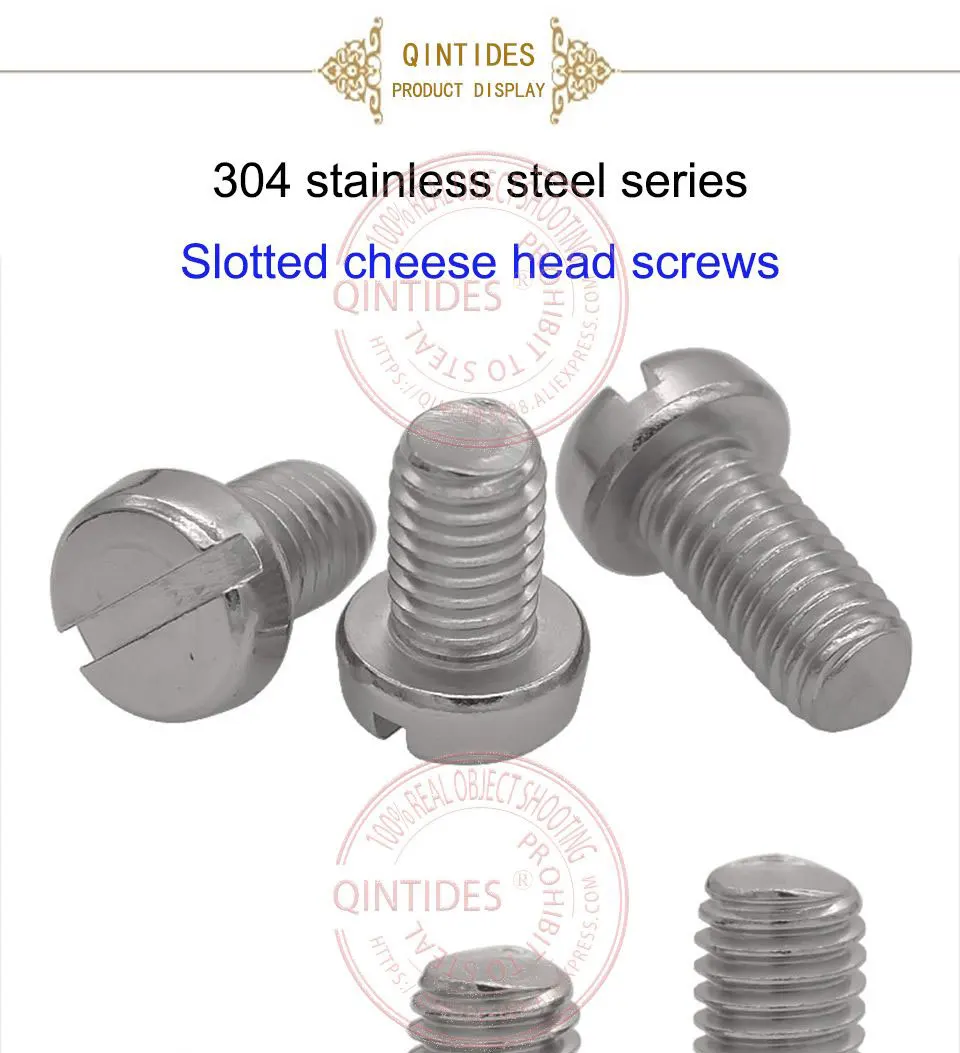 QINTIDES 100/2000Pcs Länge 3-40mm M 1,6 M2 M 2,5 M3 Schlitz Käse Kopf Schrauben kappe Kopf Schrauben 304 Edelstahl Schlitz Schraube – Detail 2