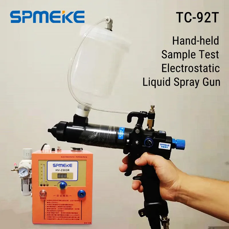 

SPMEKE TC-92T Hand-held Sample Test Electrostatic Liquid Spray Gun with Fluid Cup,Manual Paint Electrostatic Spraying Machine