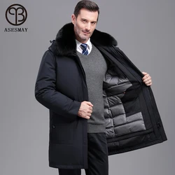 Asesmay 2021 New Arrival Men Winter Jacket White Duck Down Coat Fox Fur Hooded Detachable Brand Clothing Thicken Warm Outwear