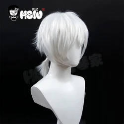 Peluca de Cosplay Eternity Fushi Anime To Your Eternity hsihsiu 」, peluca sintética de fibra blanca, cola de caballo corta, pelo corto + gorro de Peluca de marca