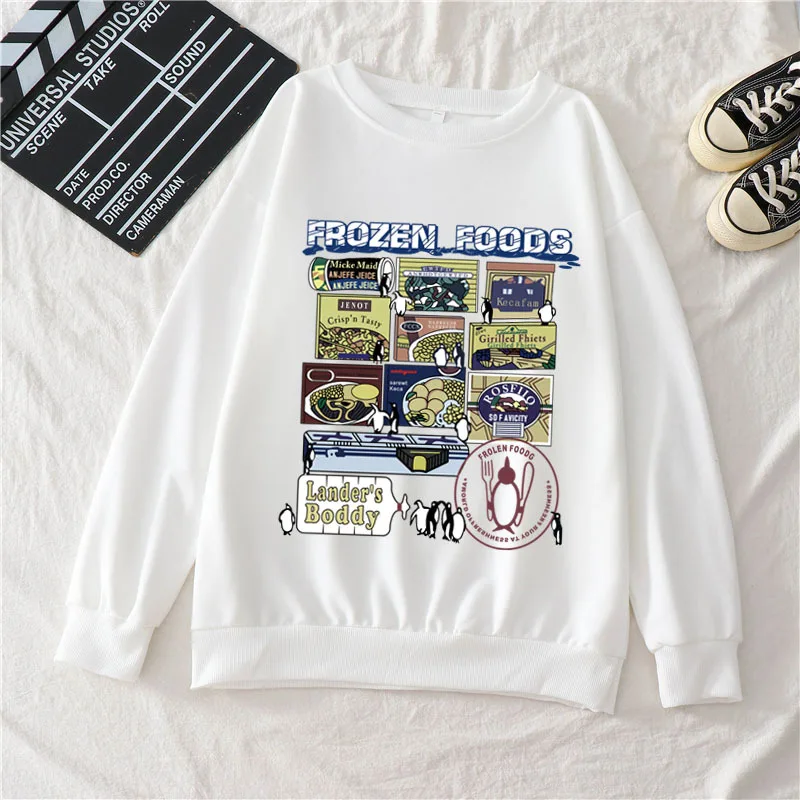 

New 2021 Frozen Foods Men/Women Cotton Crew Neck Sweatshirt Casual Fashion Pullover Streetwear Unisex Harajuku Oversize Tee Top