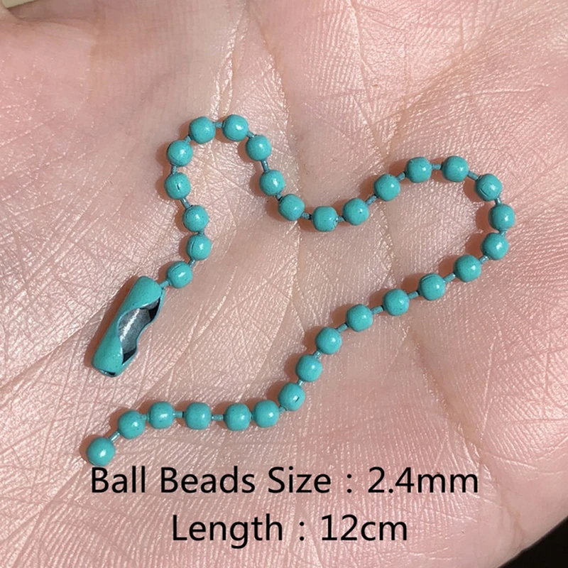 20/40/60pcs 12CM length Colorful 2.4mm Ball Bead Chains Fits KeyRing/Key Chain/Dolls/Label Hand Tag Connector DIY Jewelry Making