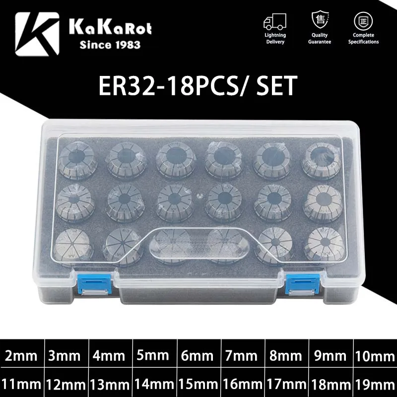 KaKarot 1Set ER Collet Chuck ER11 ER16 ER20 ER25 ER32 ER40 CNC Milling Tool Holder Engraving Machine Lathe Mill Spring Chuck CNC