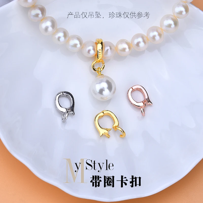 925 pure silver Thai silver DIY jewelry button accessories ring can open the clasp, mechanical buckle, manual bead material