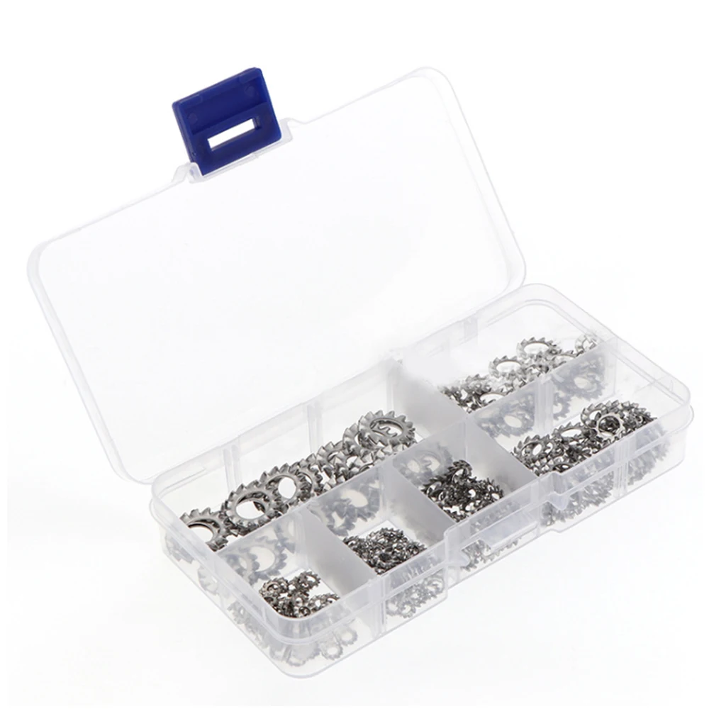 

300PCS 304 Stainless Steel External Serrated Lock Washer Anti-loosening Washer M2.5-M8 Kit
