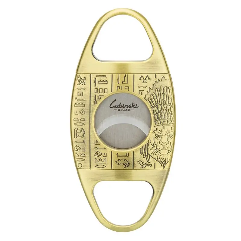 

LUBINSKI-Zinc Alloy Cigar Cutter, Gold, Stainless Steel Carving, Double Blades, Zigarren with Gift Box, CT-011