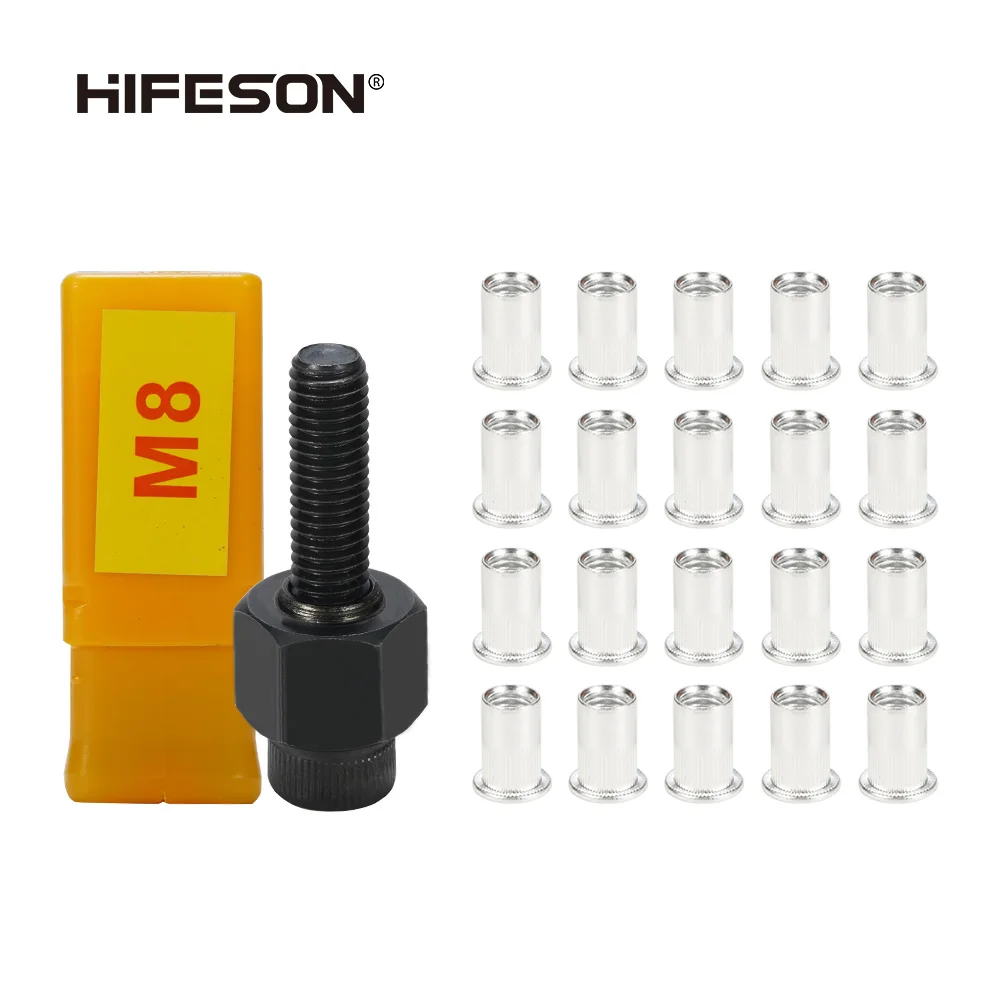 HIFESON Hand Rivet Nut Tool Head Nuts Manual Riveter Rivnut Tool with Aluminium nuts for M3 M4 M5 M6 M8 M10