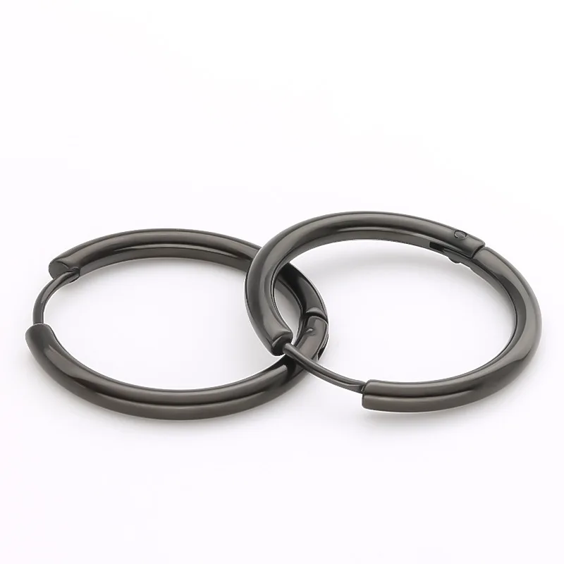 60pcs Simple Round Punk Hoop Earrings Man Stainless Steel  Circle Rock Roll Mens Hip Hop Jewelry Huggie Ear Stud 1.6mm 2mm