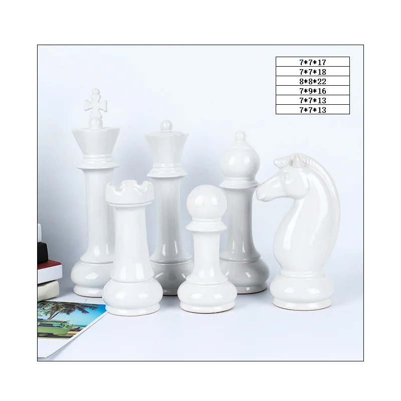 VILEAD Six-Piece Set Ceramic International Chess Figurines Creative European Craft Home Decoration Accessories Handmade Ornament