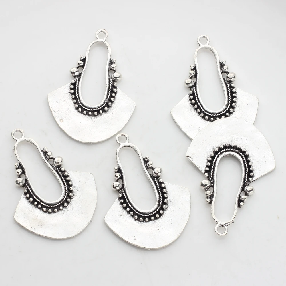New 5pcs/lot 40*29MM Retro Antique Zinc Alloy Crescent-shaped Charms Pendant For DIY Jewelry Necklace Accessories