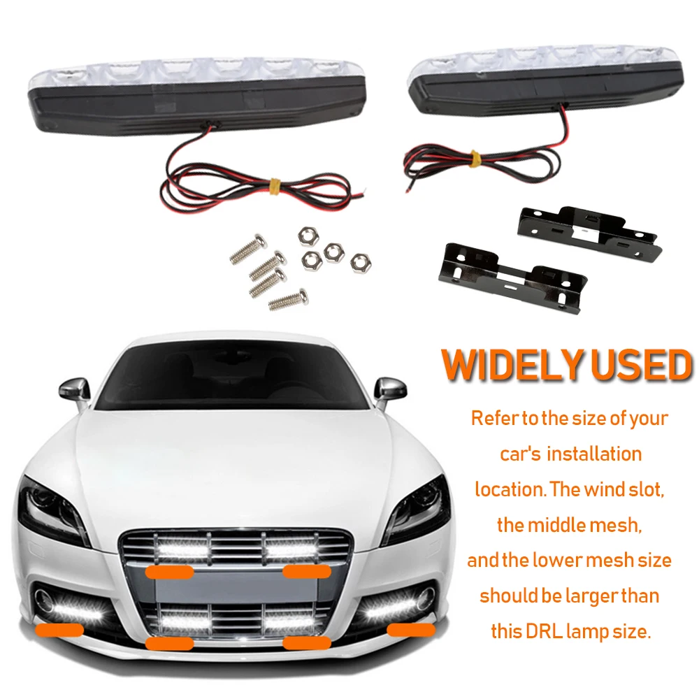 2pcs DRL Daytime Running Lights Car-styling Fog DRL Daytime Lamp DC12V 6000K Waterproof Super Bright Car Stylish Light