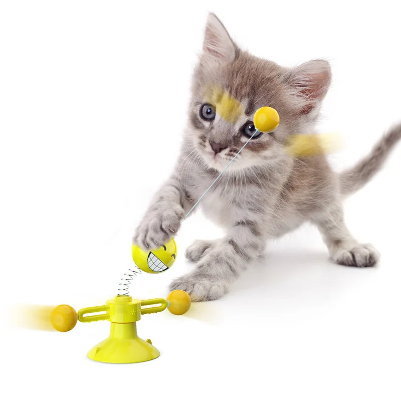 Cat Toy with Wheel to Entertain the Cat Stick Pet Toy Funny Interactive Cat Toy Pet Windmill Portable Training Pet Supplies